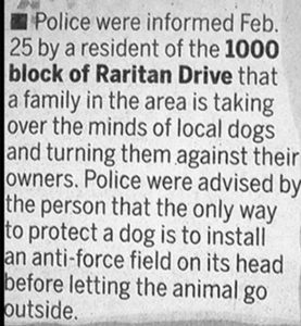 Funny Police Blotter Mind Control