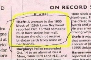 Funny Police Blotter Mail Thief